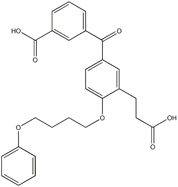 5-(3-Carboxybenzoyl)-2-(4-phenoxybutoxy)benzenepropanoic acid 구조식 이미지