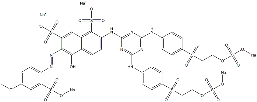 2-[4,6-Bis[4-[2-(sodiooxysulfonyloxy)ethylsulfonyl]anilino]-1,3,5-triazine-2-ylamino]-5-hydroxy-6-[4-methoxy-2-(sodiooxysulfonyl)phenylazo]-1,7-naphthalenedisulfonic acid disodium salt Structure