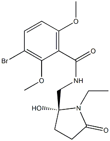 3-Bromo-N-[[(2R)-1-ethyl-2-hydroxy-5-oxo-2-pyrrolidinyl]methyl]-2,6-dimethoxybenzamide 구조식 이미지