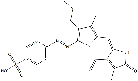 4-[[3-Propyl-4-methyl-5-[[(4-methyl-3-vinyl-5-oxo-2,5-dihydro-1H-pyrrol)-2-ylidene]methyl]-1H-pyrrol-2-yl]azo]benzenesulfonic acid Structure