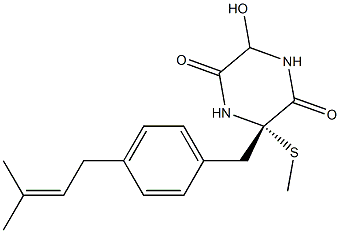 (2S)-2-Methylthio-2-[4-(3-methyl-2-butenyl)benzyl]-5-hydroxypiperazine-3,6-dione 구조식 이미지