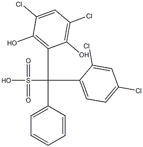 (2,4-Dichlorophenyl)(3,5-dichloro-2,6-dihydroxyphenyl)phenylmethanesulfonic acid 구조식 이미지