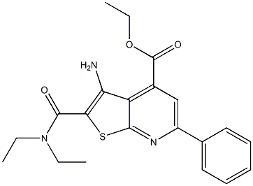 2-[[Diethylamino]carbonyl]-3-amino-6-phenylthieno[2,3-b]pyridine-4-carboxylic acid ethyl ester 구조식 이미지