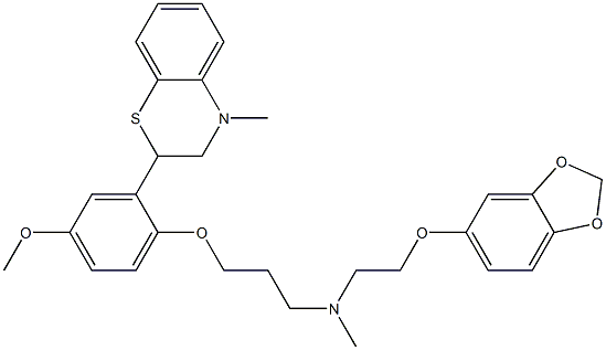 2,3-Dihydro-2-[2-[3-[N-[2-(1,3-benzodioxol-5-yloxy)ethyl]methylamino]propyloxy]-5-methoxyphenyl]-4-methyl-4H-1,4-benzothiazine Structure