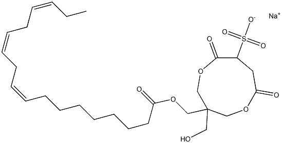 1-[[[(9Z,12Z,15Z)-1-Oxo-9,12,15-octadecatrien-1-yl]oxy]methyl]-1-(hydroxymethyl)-4,7-dioxo-3,8-dioxacyclononane-6-sulfonic acid sodium salt 구조식 이미지