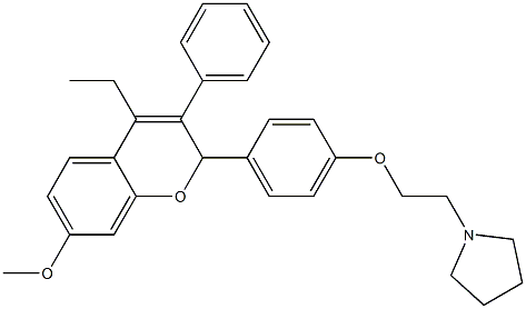 2-[4-[2-(1-Pyrrolidinyl)ethoxy]phenyl]-3-phenyl-4-ethyl-7-methoxy-2H-1-benzopyran Structure