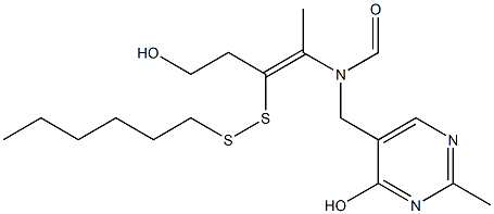 N-[(Z)-1-Methyl-2-hexyldithio-4-hydroxy-1-butenyl]-N-(2-methyl-4-hydroxypyrimidin-5-ylmethyl)formamide Structure