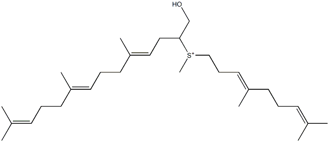 [(3E)-4,8-Dimethyl-3,7-nonadienyl][(3E,7E)-4,8,12-trimethyl-1-(hydroxymethyl)-3,7,11-tridecatrien-1-yl](methyl)sulfonium Structure