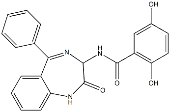 N-[(2,3-Dihydro-2-oxo-5-phenyl-1H-1,4-benzodiazepin)-3-yl]-3,6-dihydroxybenzamide 구조식 이미지