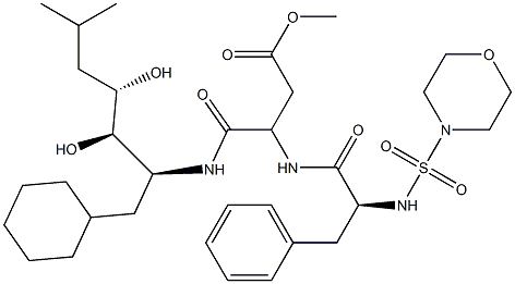 4-[[(1S,2R,3S)-1-(Cyclohexylmethyl)-2,3-dihydroxy-5-methylhexyl]amino]-4-oxo-3-[(S)-2-(4-morpholinylsulfonylamino)-3-phenylpropanoylamino]butyric acid methyl ester 구조식 이미지