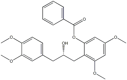 [S,(-)]-1-(3,4-Dimethoxyphenyl)-3-(2-benzoyloxy-4,6-dimethoxyphenyl)-2-propanol 구조식 이미지