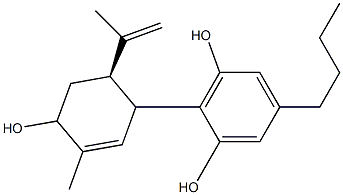 5-(Butyl)-2-[(2R)-2-(1-methylethenyl)-4-hydroxy-5-methyl-5-cyclohexen-1-yl]benzene-1,3-diol 구조식 이미지