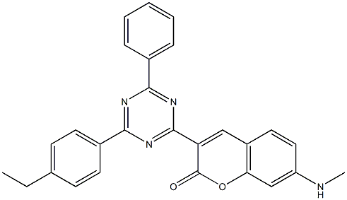 3-[6-Phenyl-4-(4-ethylphenyl)-1,3,5-triazin-2-yl]-7-(methylamino)coumarin 구조식 이미지