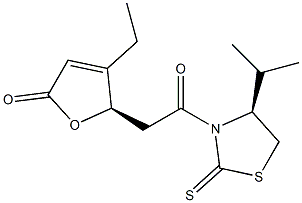 (5R)-5-[[(4S)-4-Isopropyl-2-thioxothiazolidin-3-yl]carbonylmethyl]-4-ethylfuran-2(5H)-one 구조식 이미지