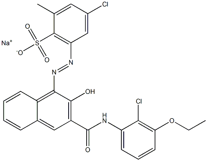 4-Chloro-2-methyl-6-[[3-[[(2-chloro-3-ethoxyphenyl)amino]carbonyl]-2-hydroxy-1-naphtyl]azo]benzenesulfonic acid sodium salt Structure