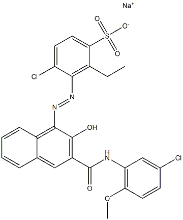 4-Chloro-2-ethyl-3-[[3-[[(3-chloro-6-methoxyphenyl)amino]carbonyl]-2-hydroxy-1-naphtyl]azo]benzenesulfonic acid sodium salt Structure