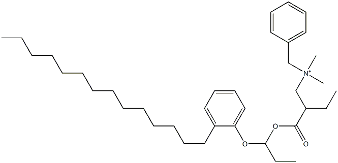 N,N-Dimethyl-N-benzyl-N-[2-[[1-(2-tetradecylphenyloxy)propyl]oxycarbonyl]butyl]aminium 구조식 이미지