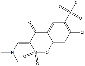 3,4-Dihydro-3-[(Z)-dimethylaminomethylene]-4-oxo-6-chlorosulfonyl-7-chloro-1,2-benzoxathiin 2,2-dioxide Structure