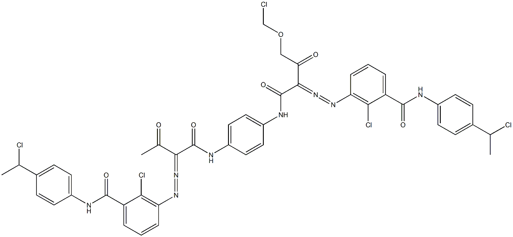 3,3'-[2-(Chloromethoxy)-1,4-phenylenebis[iminocarbonyl(acetylmethylene)azo]]bis[N-[4-(1-chloroethyl)phenyl]-2-chlorobenzamide] 구조식 이미지