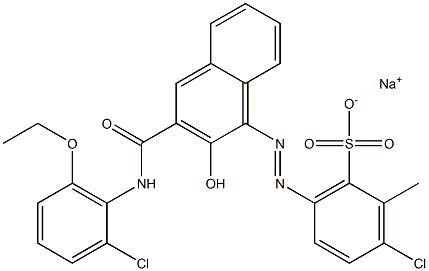 3-Chloro-2-methyl-6-[[3-[[(2-chloro-6-ethoxyphenyl)amino]carbonyl]-2-hydroxy-1-naphtyl]azo]benzenesulfonic acid sodium salt Structure