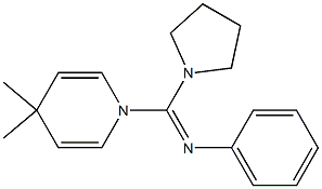 1,4-Dihydro-4,4-dimethyl-1-[(phenylimino)(1-pyrrolidinyl)methyl]pyridine 구조식 이미지