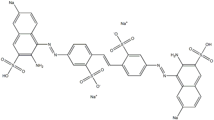 4-[(2-Amino-6-sodiosulfo-1-naphthalenyl)azo]-4'-[(2-amino-7-sodiosulfo-1-naphthalenyl)azo]stilbene-2,2'-disulfonic acid disodium salt 구조식 이미지