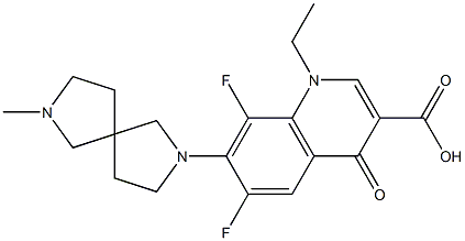 1-Ethyl-1,4-dihydro-6,8-difluoro-7-(7-methyl-2,7-diazaspiro[4.4]nonan-2-yl)-4-oxoquinoline-3-carboxylic acid 구조식 이미지