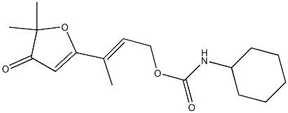 N-Cyclohexylcarbamic acid [(E)-3-[(4,5-dihydro-5,5-dimethyl-4-oxofuran)-2-yl]-2-butenyl] ester 구조식 이미지