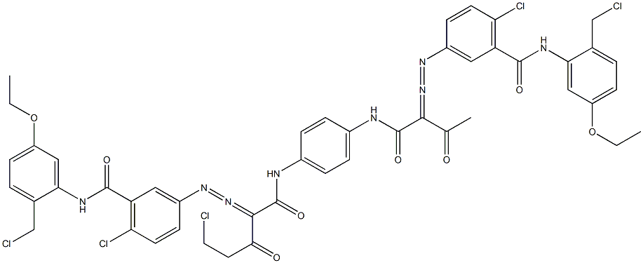 3,3'-[2-(Chloromethyl)-1,4-phenylenebis[iminocarbonyl(acetylmethylene)azo]]bis[N-[2-(chloromethyl)-5-ethoxyphenyl]-6-chlorobenzamide] 구조식 이미지