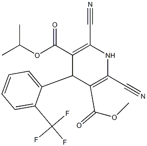 4-(2-Trifluoromethylphenyl)-2-cyano-6-cyano-1,4-dihydropyridine-3,5-dicarboxylic acid 3-methyl 5-isopropyl ester Structure