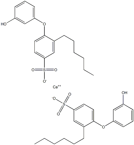 Bis(3'-hydroxy-2-hexyl[oxybisbenzene]-4-sulfonic acid)calcium salt 구조식 이미지