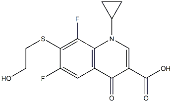 7-(2-Hydroxyethyl)thio-1-cyclopropyl-6,8-difluoro-1,4-dihydro-4-oxoquinoline-3-carboxylic acid 구조식 이미지
