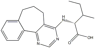 (2R)-2-[[(6,7-Dihydro-5H-benzo[6,7]cyclohepta[1,2-d]pyrimidin)-4-yl]amino]-3-methylvaleric acid 구조식 이미지