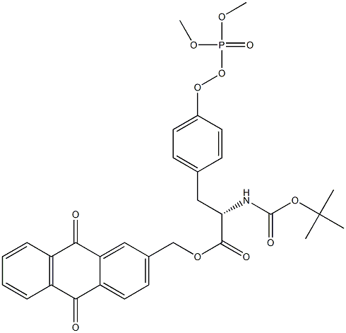 N-Boc-O-(Dimethoxyphosphinyloxy)-L-tyrosine [(9,10-dihydro-9,10-dioxoanthracen)-2-ylmethyl] ester 구조식 이미지