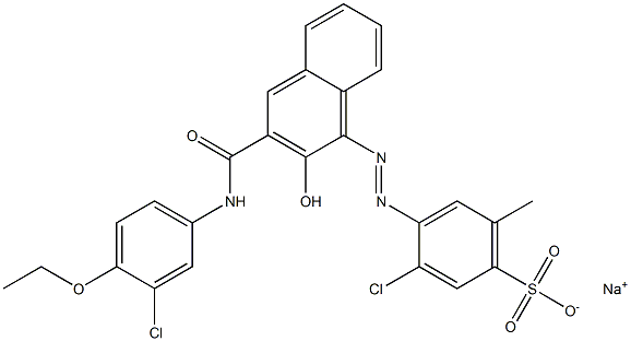 3-Chloro-6-methyl-4-[[3-[[(3-chloro-4-ethoxyphenyl)amino]carbonyl]-2-hydroxy-1-naphtyl]azo]benzenesulfonic acid sodium salt Structure