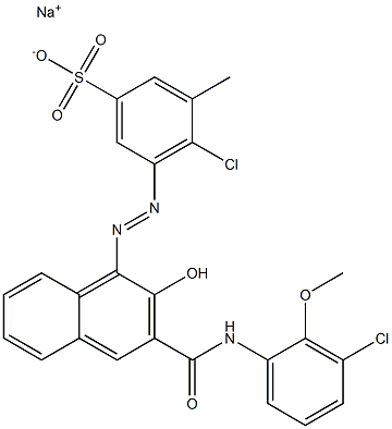 4-Chloro-3-methyl-5-[[3-[[(3-chloro-2-methoxyphenyl)amino]carbonyl]-2-hydroxy-1-naphtyl]azo]benzenesulfonic acid sodium salt Structure