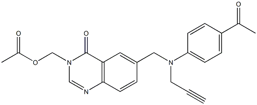 3-Acetyloxymethyl-6-[N-(4-acetylphenyl)-N-(2-propynyl)aminomethyl]quinazolin-4(3H)-one 구조식 이미지