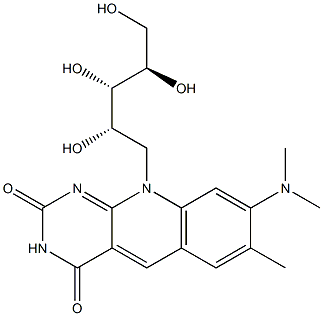 7-Methyl-8-(dimethylamino)-10-[(2S,3S,4R)-2,3,4,5-tetrahydroxypentyl]pyrimido[4,5-b]quinoline-2,4(3H,10H)-dione 구조식 이미지