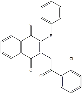 2-Phenylthio-3-[(2-chlorophenylcarbonyl)methyl]-1,4-naphthoquinone 구조식 이미지