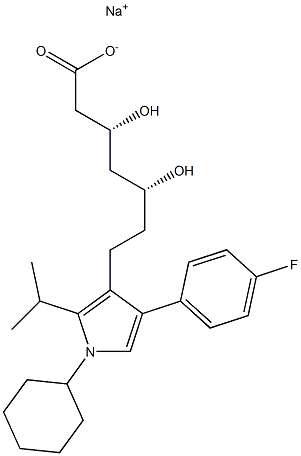 (3R,5R)-3,5-Dihydroxy-7-[2-isopropyl-1-cyclohexyl-4-(4-fluorophenyl)-1H-pyrrol-3-yl]heptanoic acid sodium salt 구조식 이미지