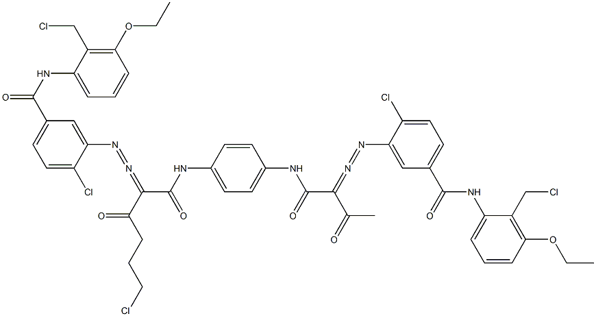 3,3'-[2-(2-Chloroethyl)-1,4-phenylenebis[iminocarbonyl(acetylmethylene)azo]]bis[N-[2-(chloromethyl)-3-ethoxyphenyl]-4-chlorobenzamide] 구조식 이미지