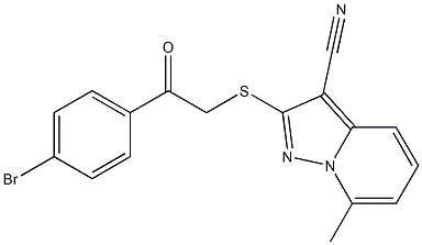 2-[[(4-Bromophenylcarbonyl)methyl]thio]-7-methyl-pyrazolo[1,5-a]pyridine-3-carbonitrile 구조식 이미지