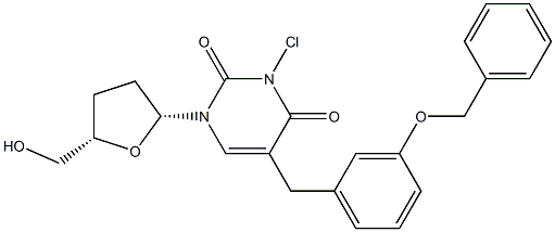 5-[3-(Benzyloxy)benzyl]-3-chloro-2',3'-dideoxyuridine 구조식 이미지