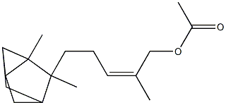 Acetic acid (2Z)-5-(2,3-dimethyltricyclo[2.2.1.02,6]hept-3-yl)-2-methyl-2-pentenyl ester 구조식 이미지