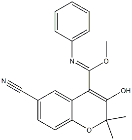 6-Cyano-3-hydroxy-2,2-dimethyl-N-phenyl-2H-1-benzopyran-4-carbimidic acid methyl ester 구조식 이미지