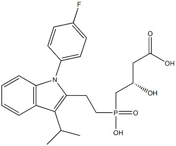 (3S)-3-Hydroxy-4-[hydroxy[2-[1-(4-fluorophenyl)-3-isopropyl-1H-indol-2-yl]ethyl]phosphinyl]butyric acid 구조식 이미지