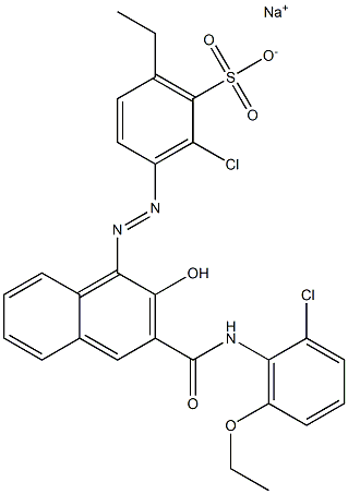 2-Chloro-6-ethyl-3-[[3-[[(2-chloro-6-ethoxyphenyl)amino]carbonyl]-2-hydroxy-1-naphtyl]azo]benzenesulfonic acid sodium salt 구조식 이미지