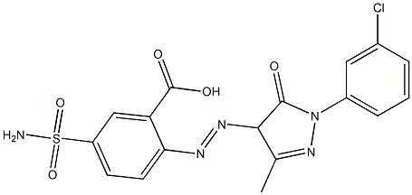 2-[1-(m-Chlorophenyl)-3-methyl-5-oxo-2-pyrazolin-4-ylazo]-5-sulfamoylbenzoic acid Structure