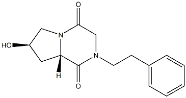 (6S,8R)-4-Phenethyl-8-hydroxy-1,4-diazabicyclo[4.3.0]nonane-2,5-dione 구조식 이미지