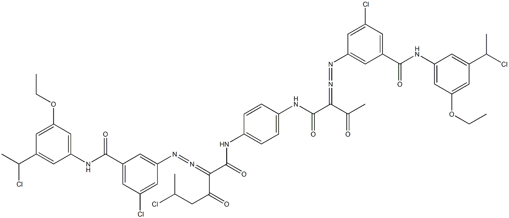 3,3'-[2-(1-Chloroethyl)-1,4-phenylenebis[iminocarbonyl(acetylmethylene)azo]]bis[N-[3-(1-chloroethyl)-5-ethoxyphenyl]-5-chlorobenzamide] 구조식 이미지